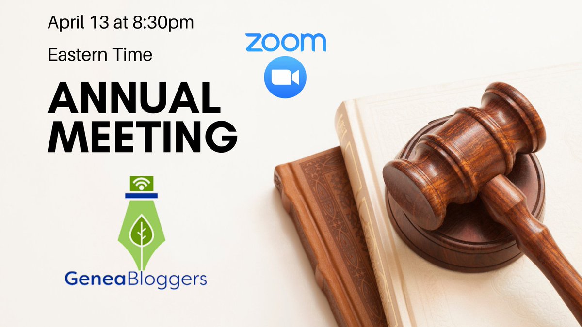 GeneaBlogTRIBE's tweet image. We are preparing for our Annual Meeting on April 13 at 8:30pm EDT. Make sure you are on the GeneaBloggers email list to receive the agenda and the Zoom meeting link a few days before the meeting. Join the email list by clicking the link below
geneabloggers.com/subscribe/