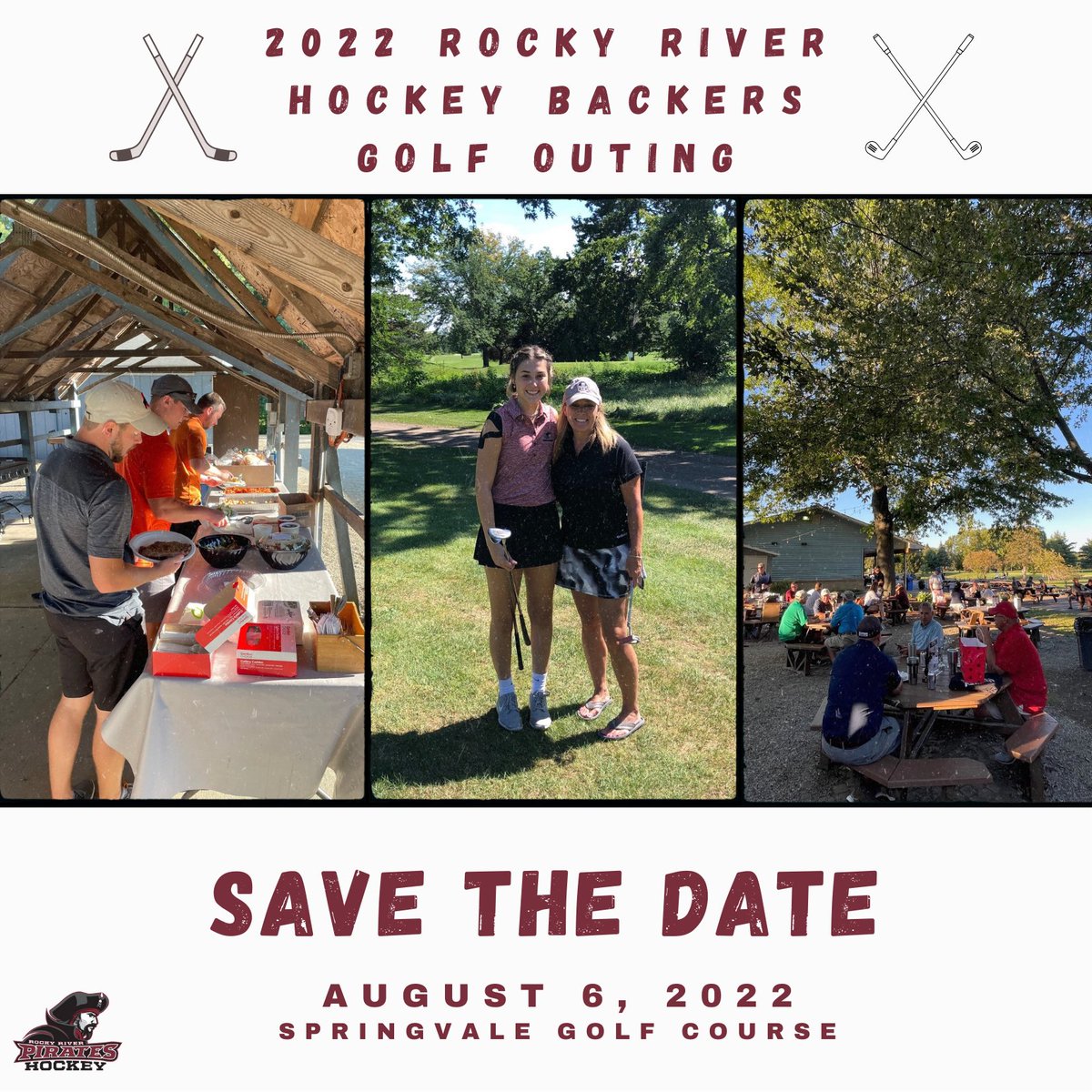 Save the date! Our 2022 Rocky River Hockey Backers Golf Outing will be August 6 at Springvale Golf Course. 

More details to come soon! 🏒⛳️