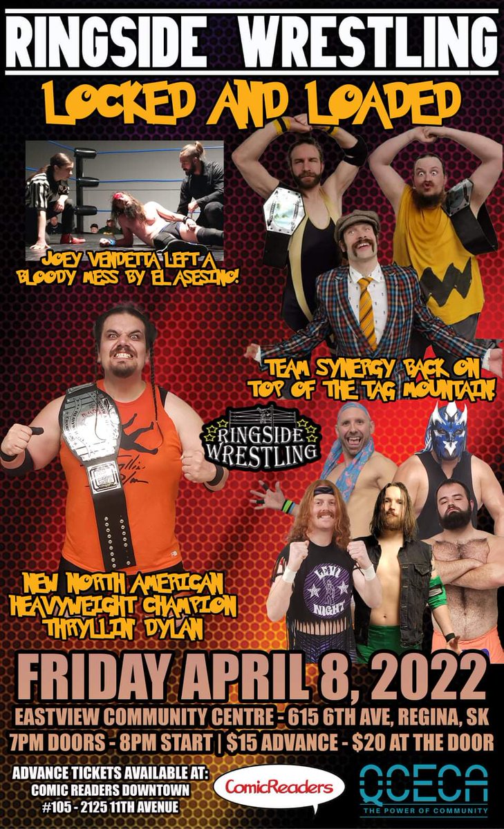 ThryllinDylan's tweet photo. Friday Night! See Ringside Wrestling at the Eastview Community Centre in Regina.

Witness Thryllin' Dylan's first appearance as Champion! Hahaha! Yes... THAT'S ME! https://t.co/7WRTcs6Gph