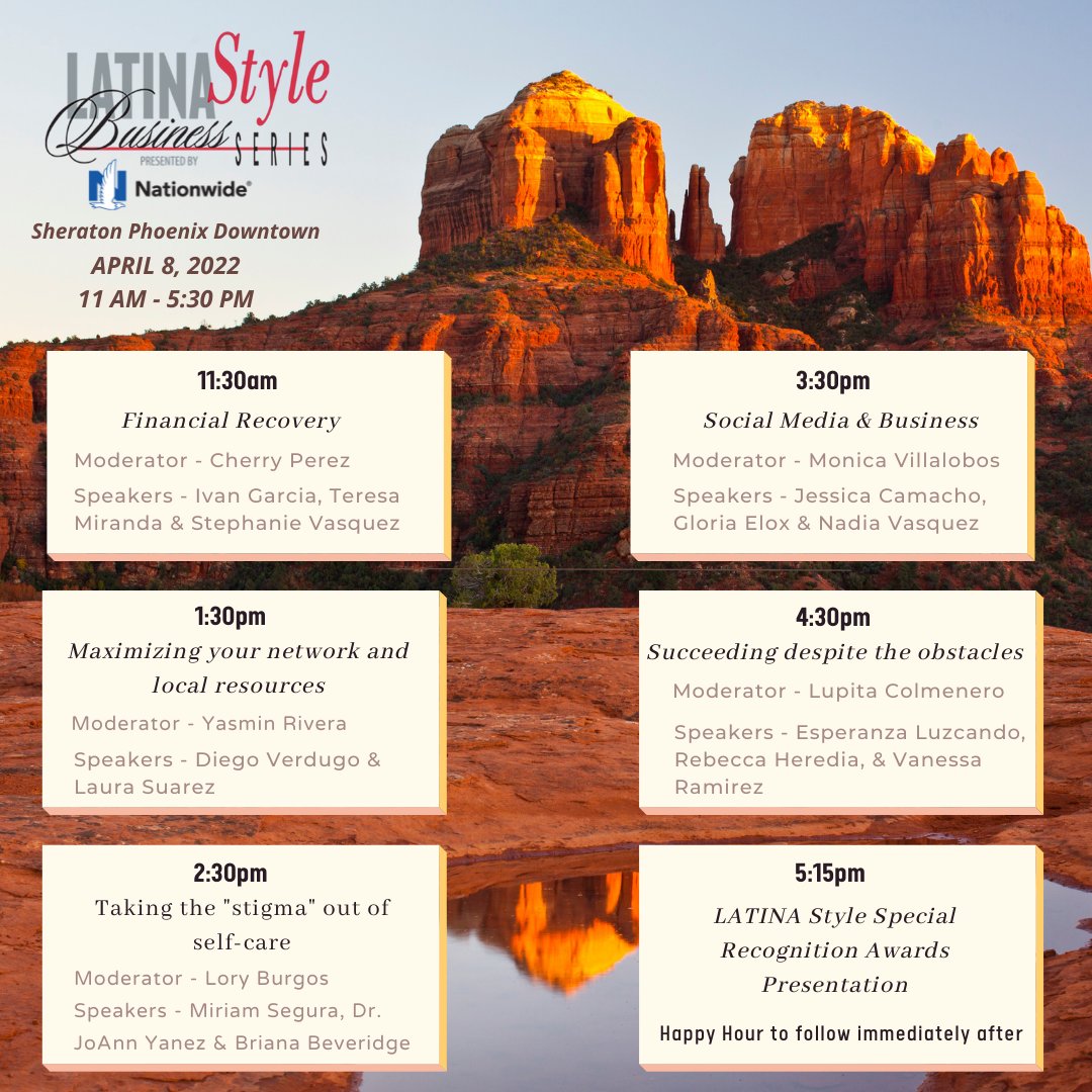 LATINAStyleMag's tweet photo. 2 more days until The LATINA Style Business Series takes over Phoenix‼️🏜️
We are so excited to finally have this conference back in person and look forward to seeing everyone there! 
Register now 👇
https://t.co/69qwOK7WvI https://t.co/YOEJDV05n4