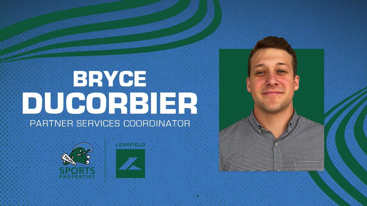 TulaneSP's tweet photo. NEW HIRE ANNOUNCEMENT! 

Our @TulaneSP team is excited to introduce our new Partner Services Coordinator, @bryceducorbier! 

A native of Hammond, La., Bryce will be instrumental in helping us serve our corporate partners here at Tulane. 

Welcome, Bryce!

#RollWave | #NOLABuilt https://t.co/AqNiOa8qpD