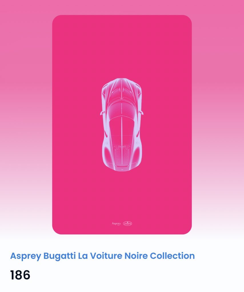 <a href="/Bugatti/">Bugatti</a> <a href="/AspreyStudio/">Asprey Studio</a> <a href="/AspreyLondon/">Asprey</a> <a href="/AspreyBugatti/">Asprey Bugatti</a> 

Congratulations on the blue check! 
Cant wait to see what’s coming!❤️ 🍾#186 here :)