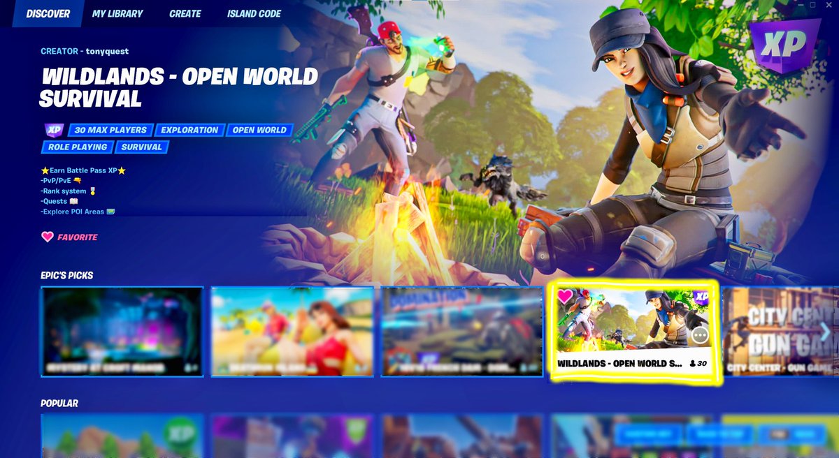 FNWildlands's tweet photo. The lobbies are getting full!
Play Wildlands - Open World Survival
Now available in the Fortnite discovery menu, under “Epic’s Picks”
#FortniteCreative #EpicGames https://t.co/vk5QcrroF4