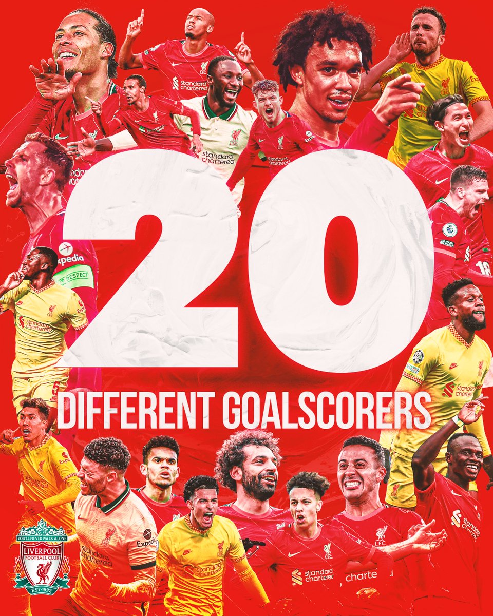 LFCUSA's tweet photo. The definition of a team effort 🤝

We've had TWENTY different goalscorers this season 😍 https://t.co/3mDOQoH22z