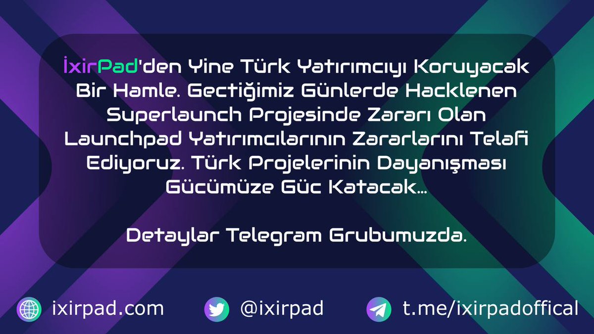 ixirpad's tweet photo. #ixirpad Türk yatırımcılara desteğe devam ediyor....
#ixirpad 🤝 #superlaunch
Telegram grubumuz: https://t.co/Pv6I2ub7IS https://t.co/JLeHF3kYVR