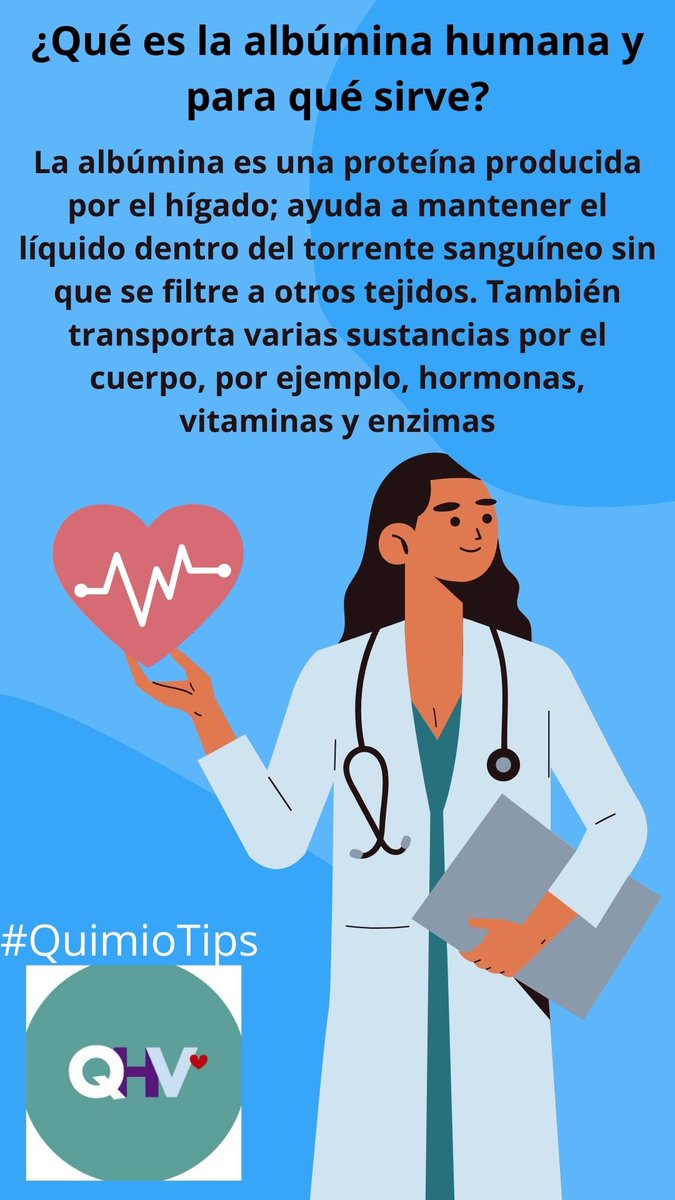 QuimioV's tweet photo. #QuimioTips 
¿Qué es la albúmina humana y para qué sirve? https://t.co/YEDyZ2sEsF