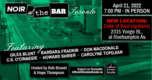 NoirBarToronto's tweet photo. April 21 at 7PM we're back with Noir At The Bar - IN PERSON upstairs at the Duke of Kent (Yonge and Roehampton)!
https://t.co/wfFgRXj1mk
See you there! https://t.co/EGdea9mt9m
