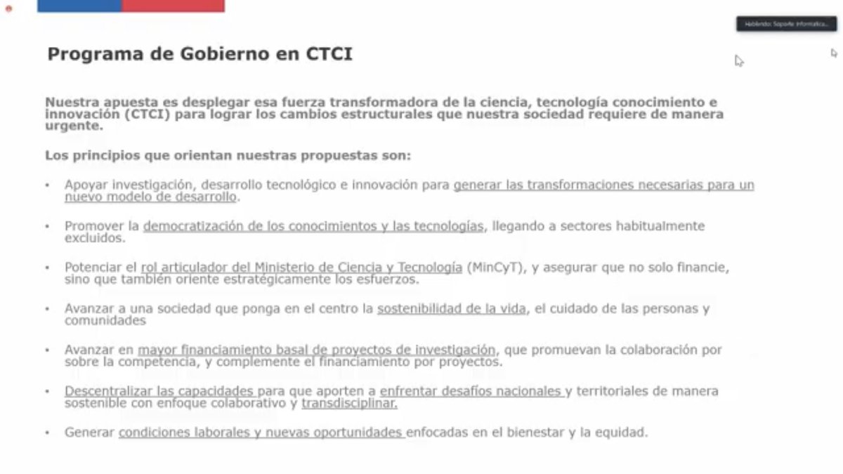 Ya se encuentra exponiendo en la <a href="/Camara_cl/">Diputadas y Diputados de Chile</a> el ministro <a href="/DrFSalazar/">Flavio Salazar Onfray</a>, exponiendo el programa de gobierno en materia de CTCI. Para seguirlo, revisa acá 👉 youtube.com/watch?v=rYpozr…