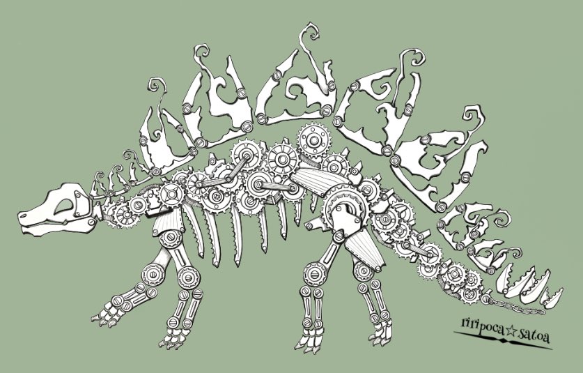 「おはようございます✨✨
今日もよろしくお願いします♪
⚙骨格標本⚙
#スチームパ」|riripoca☆satoa.のイラスト