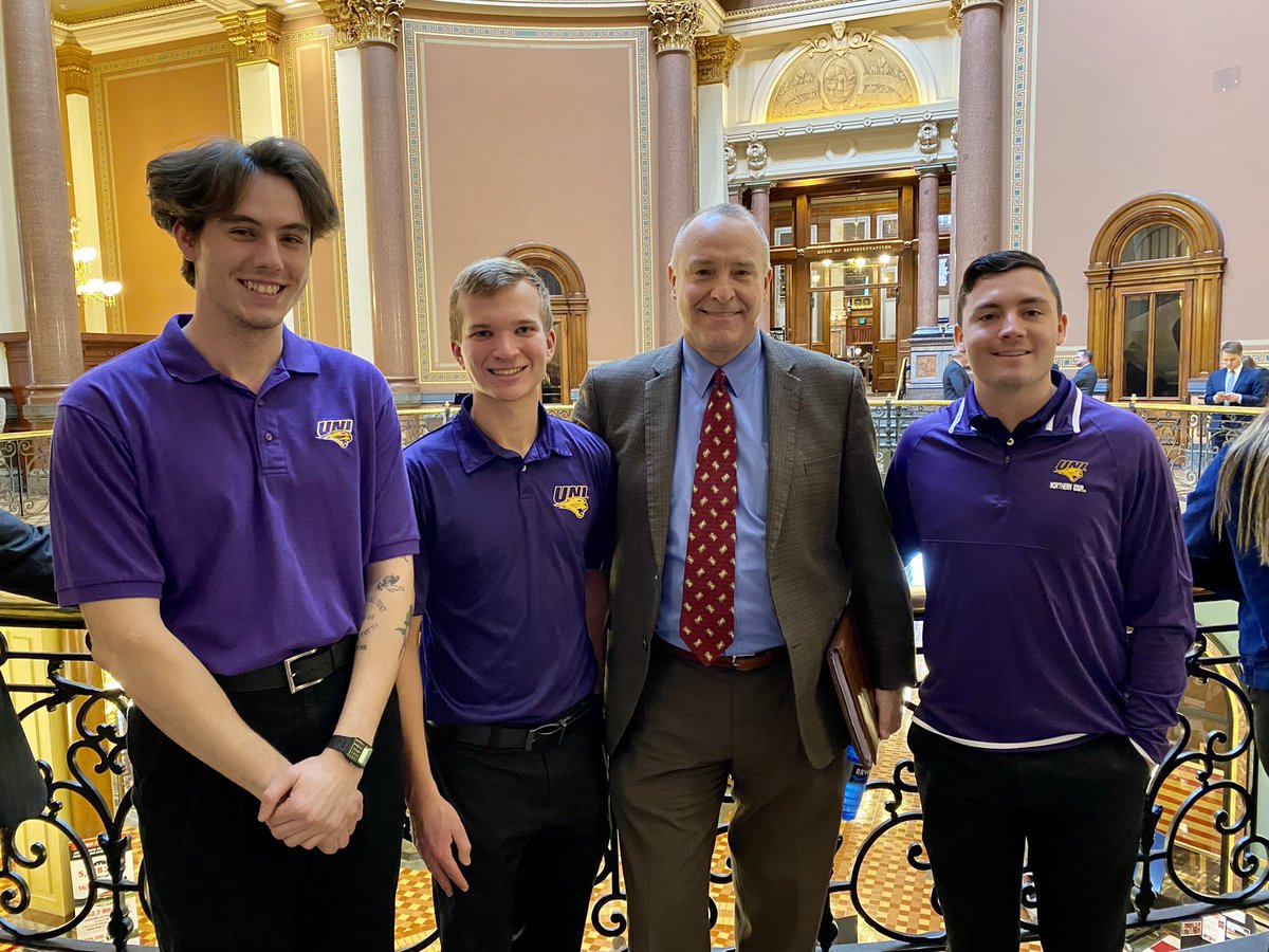 Last day for the <a href="/NISG/">NISG</a> legislative team to visit the Capitol and they had a great conversation with Senate Appropriations Chair Senator Tim Kraayenbrink about what UNI means to them and their future plans using the degree they will be receiving.