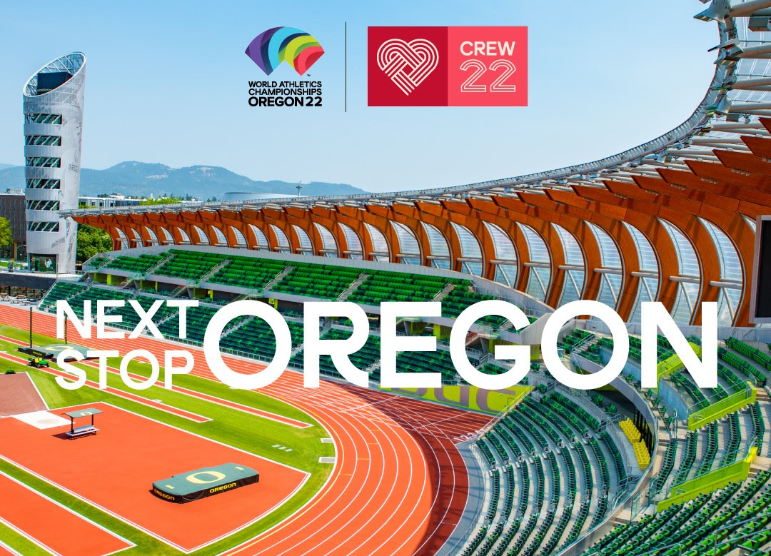 MathTekno's tweet photo. I'm thrilled to join #Crew22 as a volunteer for @WCHOregon22, the FIRST World Athletics Championships on U.S. https://t.co/F7e8lu78HS stop is Historic Hayward Field. Is yours? #NextStopOregon https://t.co/Mbg0sjWVMK