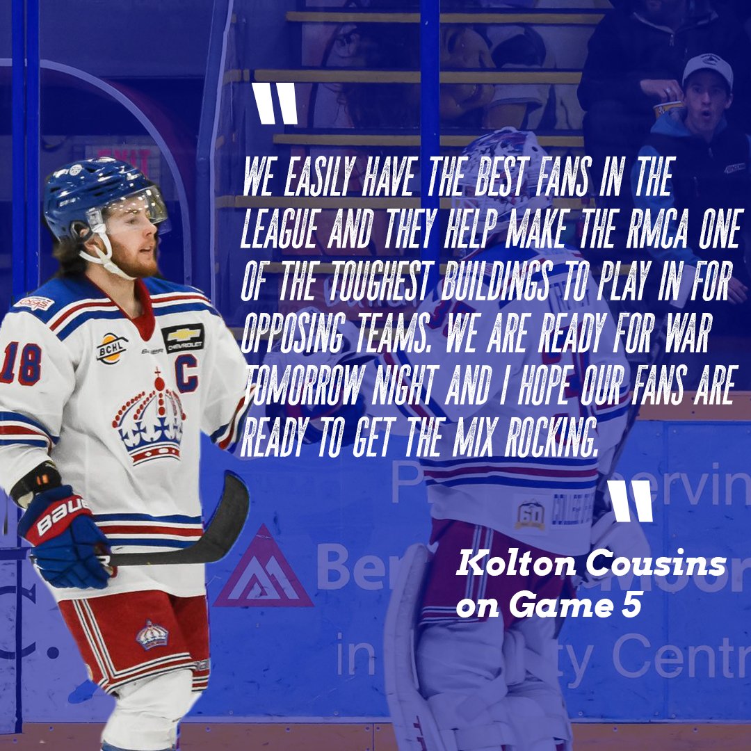 A message from the captain. 

Game 5 tomorrow night in the Mix.

Secure your seats at bit.ly/3qAN9aJ!

#GetInTheMix • #BCHLPlayoffs