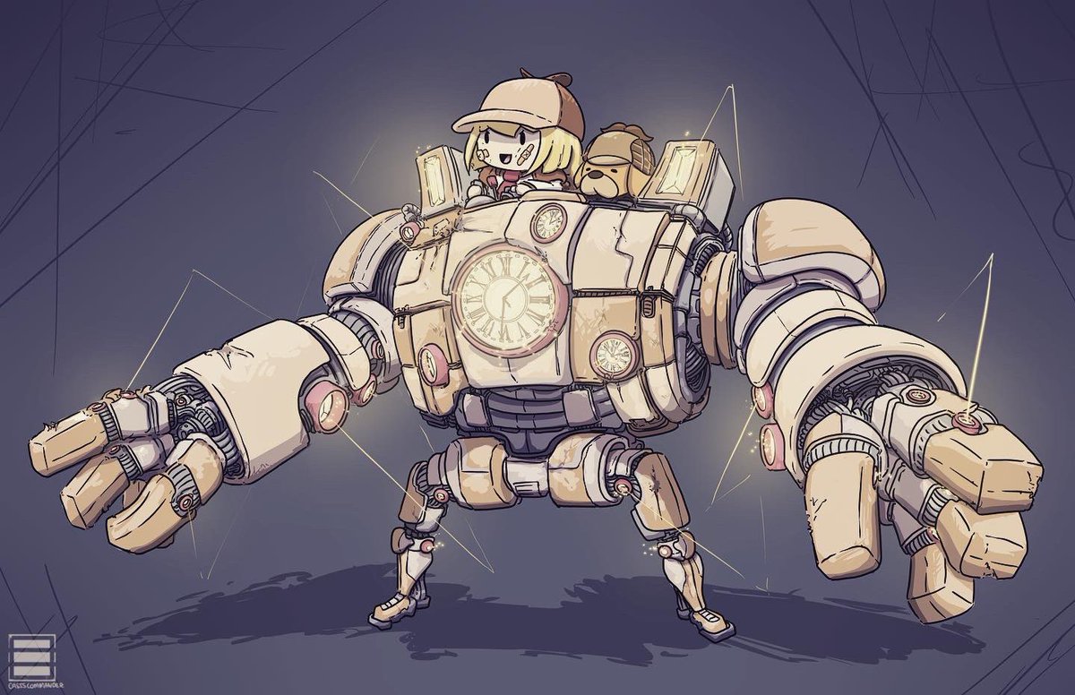 OasisCommander's tweet image. Smol Ame and her mech The GPyM #hololive #HololiveEN #ameliaRT