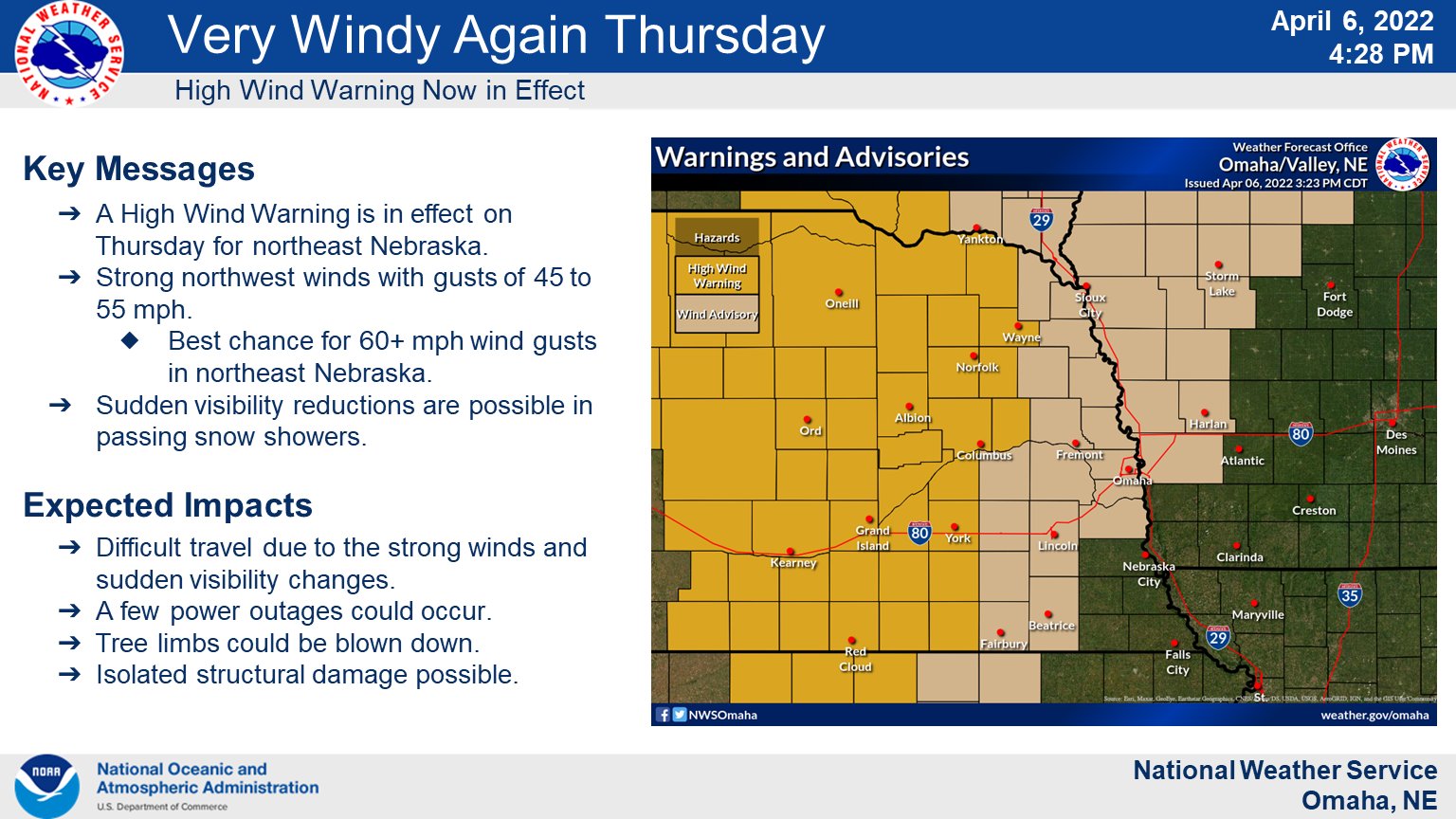 NWS Omaha on Twitter "Strong winds will continue through Thursday
