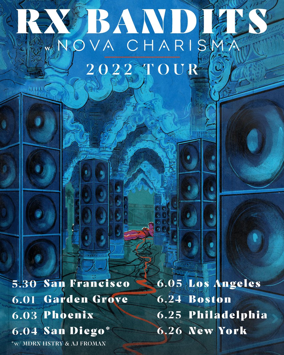 Nova Charisma is pleased to be joining RX Bandits for their first shows back in a while. 

This is the first of many pieces of news to come regarding Nova Charisma.