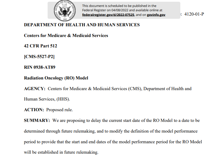 fumikochino's tweet photo. "We are proposing to delay the current start date of the RO Model to a date to be determined"
I have no love for the #ROAPM but believe in #valuebasedcare. I only hope that appropriate changes will be made to protect pt access to high quality, high value radiation. #ASTROAdvocacy https://t.co/ByuiuSfnJb