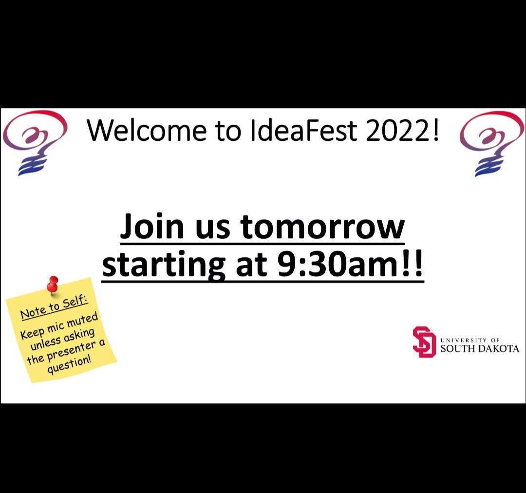 That's a wrap for today! Be sure to join us either in person or online tomorrow!! 

Information for tomorrow can be found on our site: sites.google.com/usd.edu/ideafe…

#ideafest2022