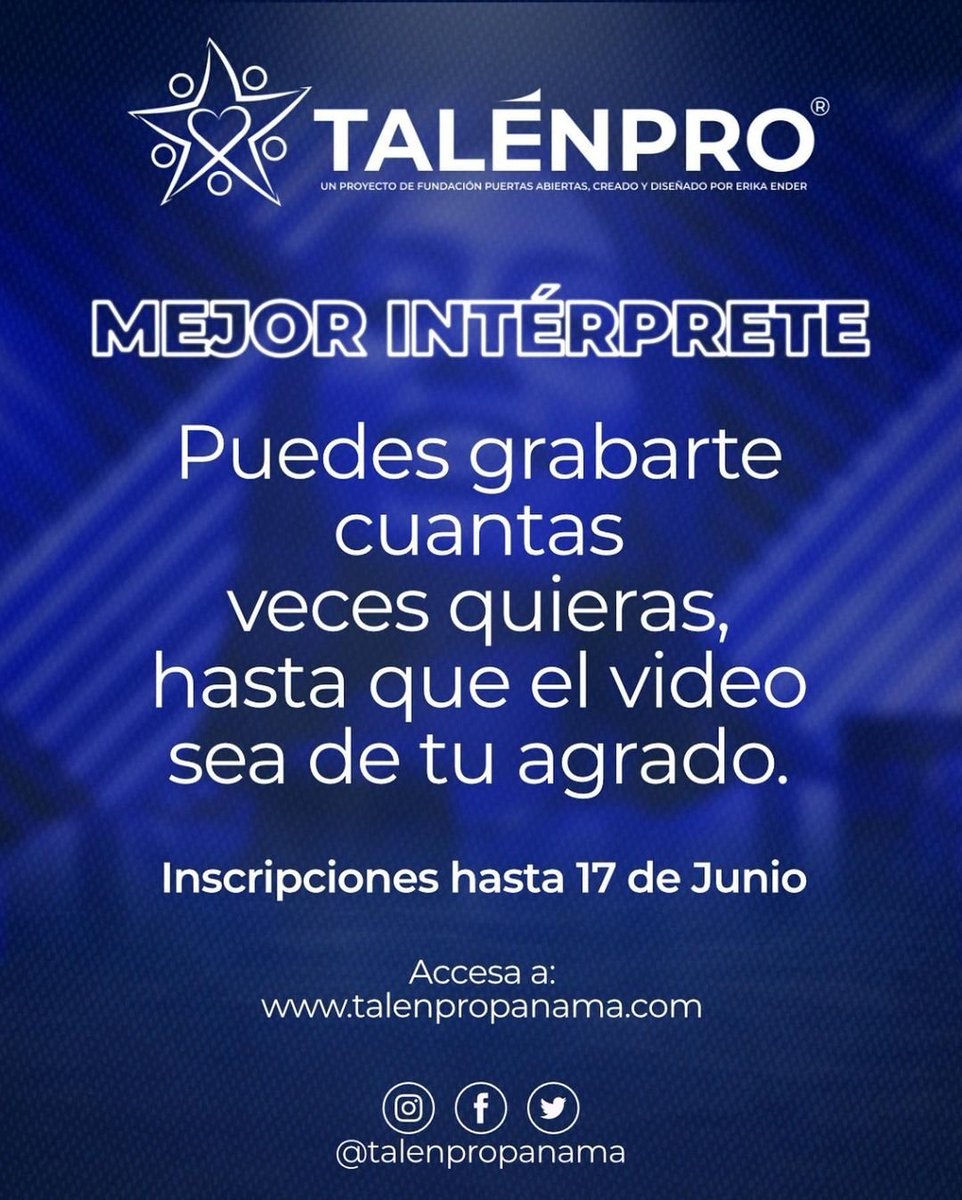 Te gusta estar todo el día cantando tus temas favoritos? Imaginas poder ganarte una Beca Universitaria con tu Talento y transformar tu vida y la de otros positivamente? talenpropanama.com y busca la Categoría Mejor Intérprete e inscríbete! Debes estar en 11 o 12 del colegio.