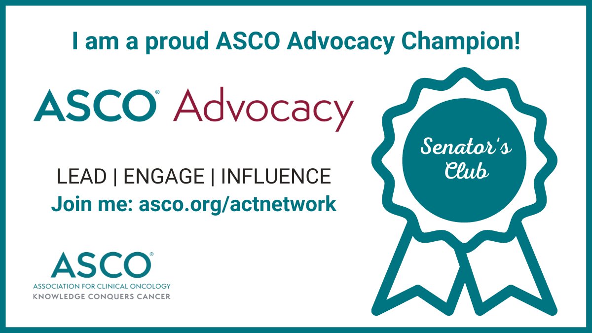 Thank you to <a href="/ASCO/">ASCO</a> for naming me an Advocacy Champion at the #ASCOAdvocacySummit. I am proud to advocate on issues including access to cancer clinical trials, increased funding for <a href="/NIH/">NIH</a>, and increased access to #telehealth. Get involved today.