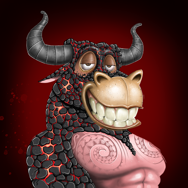 BullsOnTheBlock's tweet photo. A #LavaBull before and after evolving.

In the OG collection the Lava🌋 fur trait is the rarest fur trait along with the 🌈rainbow fur trait.

In the Evo collection the Lava🌋 and Rainbow🌈 fur trait are the second rarest trait after the Gold⚱️ fur trait, a mutation.

#NFT #BOTB https://t.co/R0Rqkl39sn