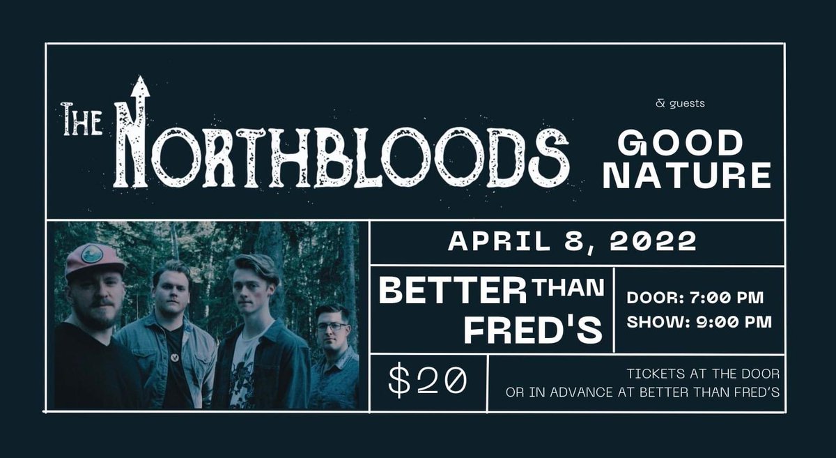We love that live music is back! Did you know The Northbloods are playing at our neighbour and new partner <a href="/BetterThanFreds/">Better Than Freds</a> THIS FRIDAY?!
🎟: available at the doors