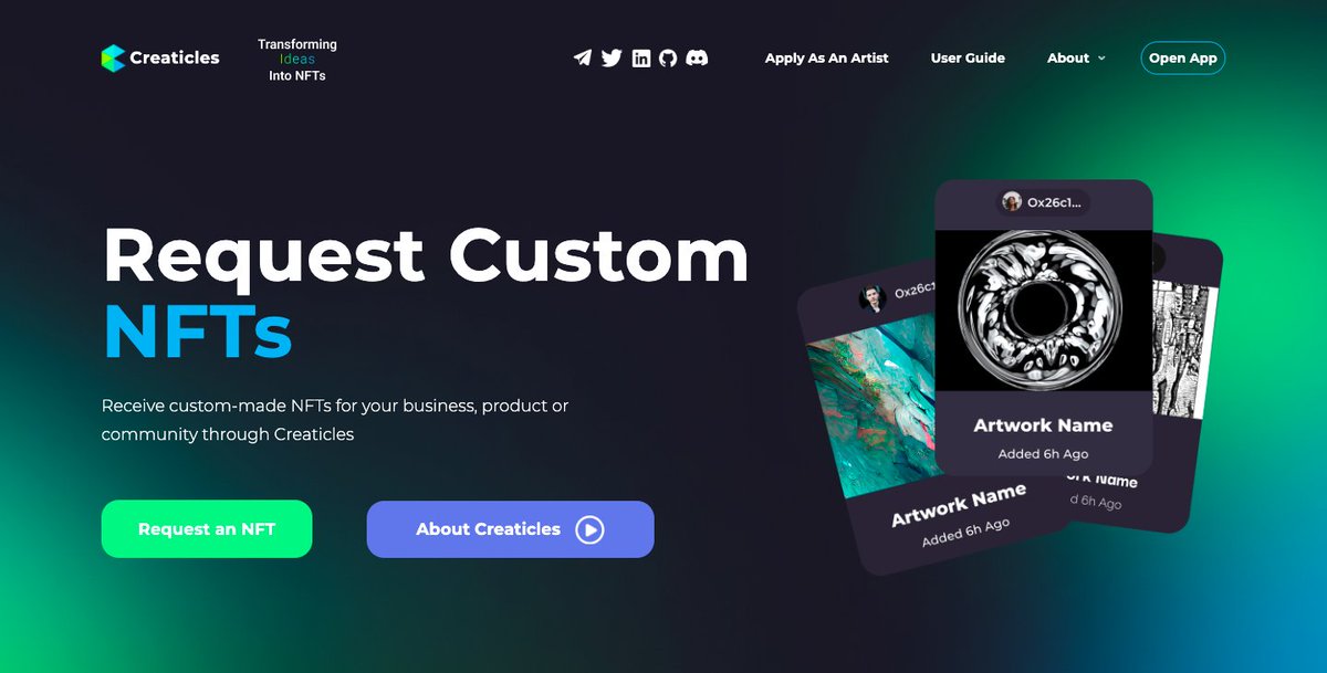 GuardianAudits's tweet photo. 🔹Creaticles $FTM Spotlight

@creaticles is bringing their #NFT platform to #Fantom with:

🔵 Custom-made NFT requests

🔵 NFT contests with $FTM prizes

🔵 $CRE8 Token staking for additional rewards

#FantomNFT #Creaticles #CustomNFT #FantomBull #FTMNFT #FTM https://t.co/Y5UoD8278I