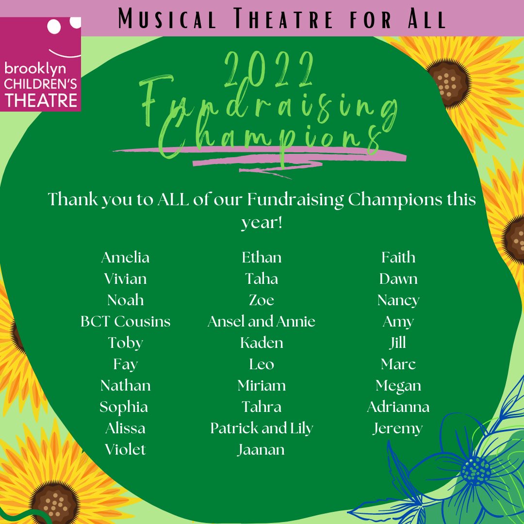 Thank you to all of you, who helped “BCT Marches On” earn $21,031.59! And by asking your families and friends to make over 354 donations, you helped us earn a matching donation of $15,000! We couldn’t be more grateful. The BCT community never lets us down! 🎭❤️✊🏾