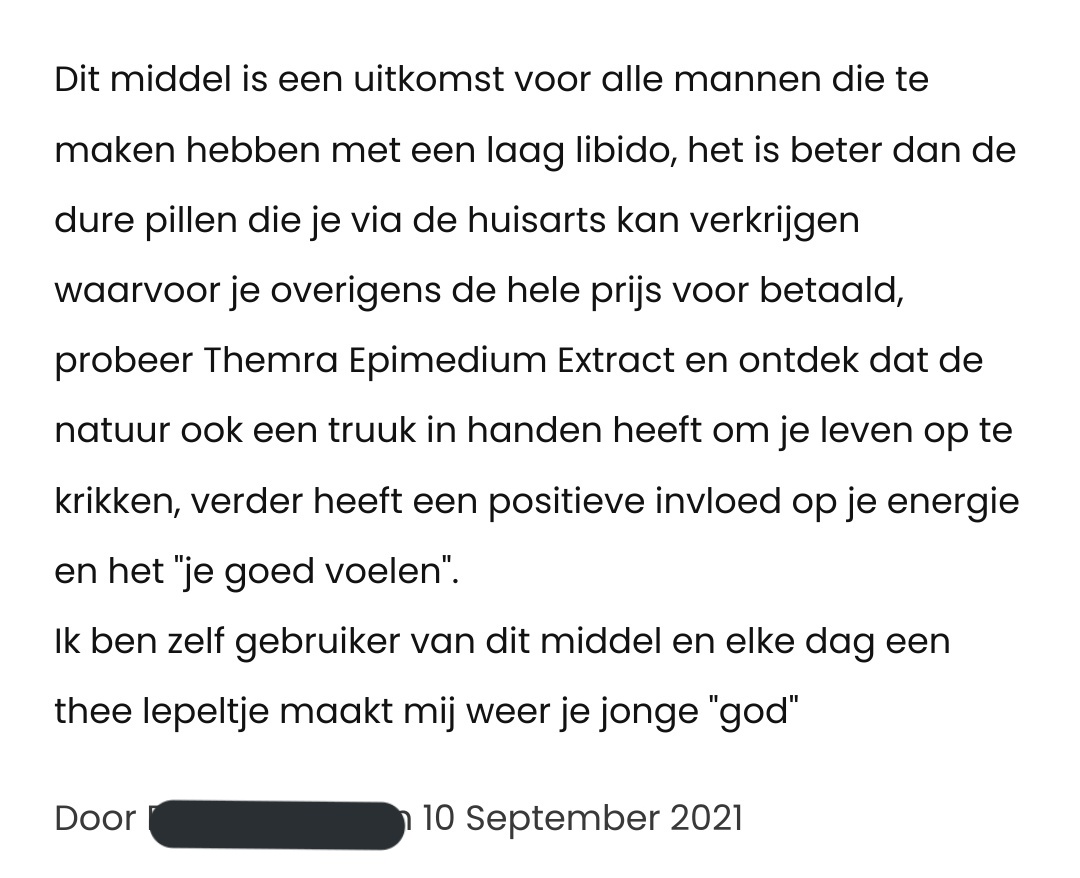 Per ongeluk zal die stof niet in alle batches zijn aangetroffen.

Het product bevat oa epimedium (aka geil geitenkruid) en een waarschuwing dat mensen met hartklachten het niet mogen gebruiken.

Hoe dan ook, de review is lovend. Maar ipv 'de natuur' moet je Pfizer lezen.
