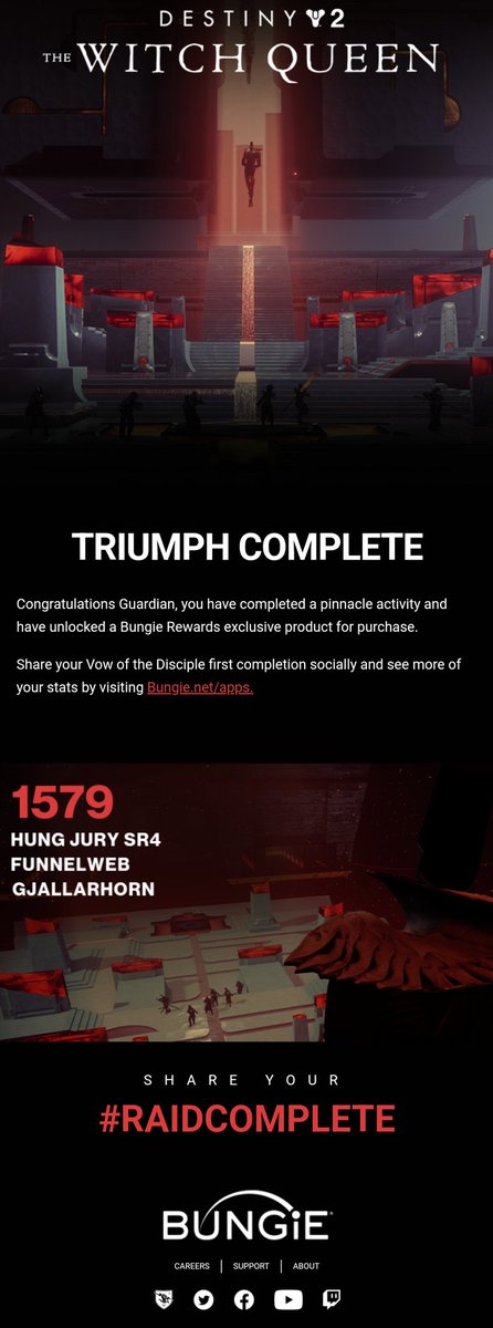 WAG_Cavmedic's tweet photo. Always feels like a great accomplishment when you complete a new Destiny Raid for the first time! Happy to get another raid under my belt! @Bungie
#raidcomplete #Destiny2 https://t.co/V3DKvPhhHR
