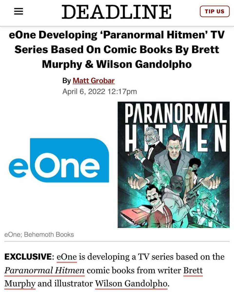 KevinRoditeli's tweet photo. ALL HAIL BEHEMOTH! TV Deal for Paranormal Hitmen!! Congrats @BMurphywrite , @wGandolpho , @behemothcult &amp; @Swansonx87 🥳 https://t.co/avWyeYsOcl