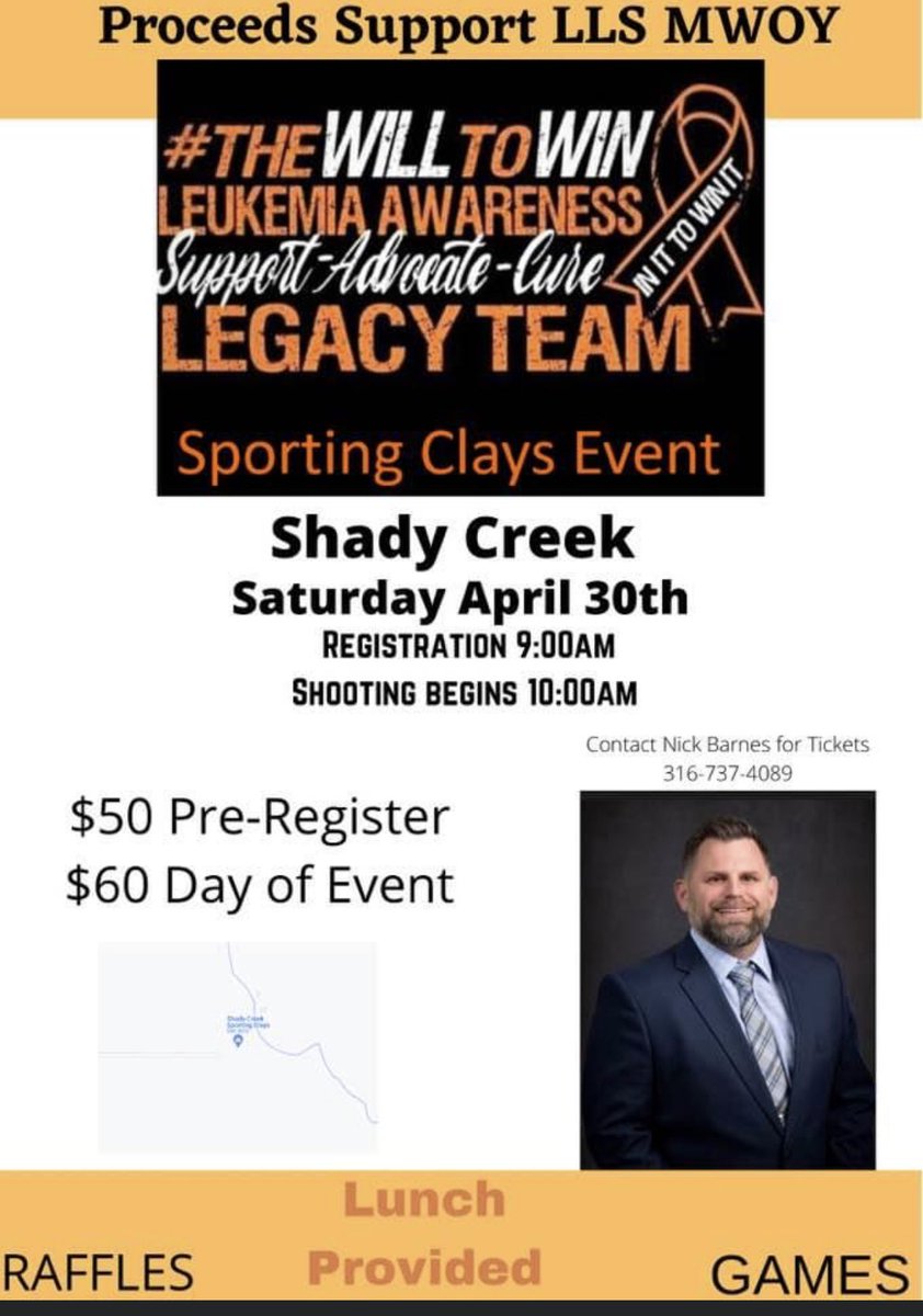 NickBarnes1414's tweet photo. My team and I are hosting a Sporting Clay Event at Shady Creek Sporting Clays, Belle Plaine Ks to raise funds for the Leukemia and Lymphoma Society. If you are interested in purchasing a ticket(s) please DM me with your information. https://t.co/UFiddRQ5W0