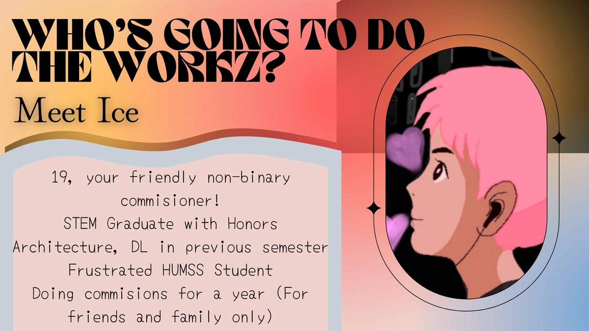 IceWorkz's tweet photo. Hi! I'm Ice (´∀｀)♡ Get to know me and what workz am I doing! 

📩 DM or Reply to my tweet/s if you're interested in commisioning me! 
 
💸 Friendly Rates (depending on the workload to be given by you ^.^)  

#commisionsopen
#commissionart https://t.co/bIjmPQx6O6