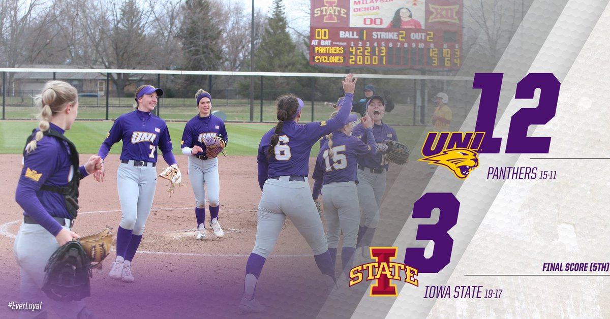 UNISoftball's tweet photo. FINAL | UNI 12 - ISU 3

Make it a W! Panthers run rule the Cyclones and split the series!

#EverLoyal https://t.co/6zMJZCTLql