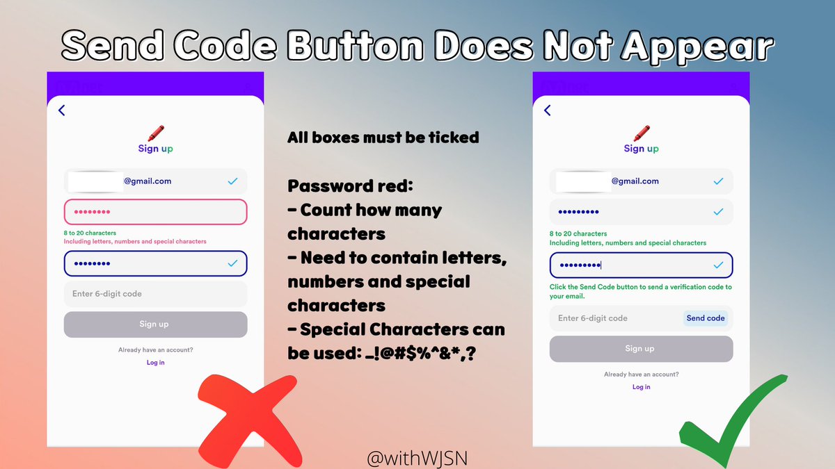🗳📢 SEND BUTTON DOES NOT APPEAR

Ujung, we have received many question about their send button does not appear. All the boxes need to be ticked for the button to appear. Mostly the problem is at the password. Please take note that only the special characters below can be used.