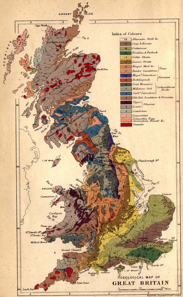 vintagemapstore's tweet image. Geological Map of Great Britain, 1878.