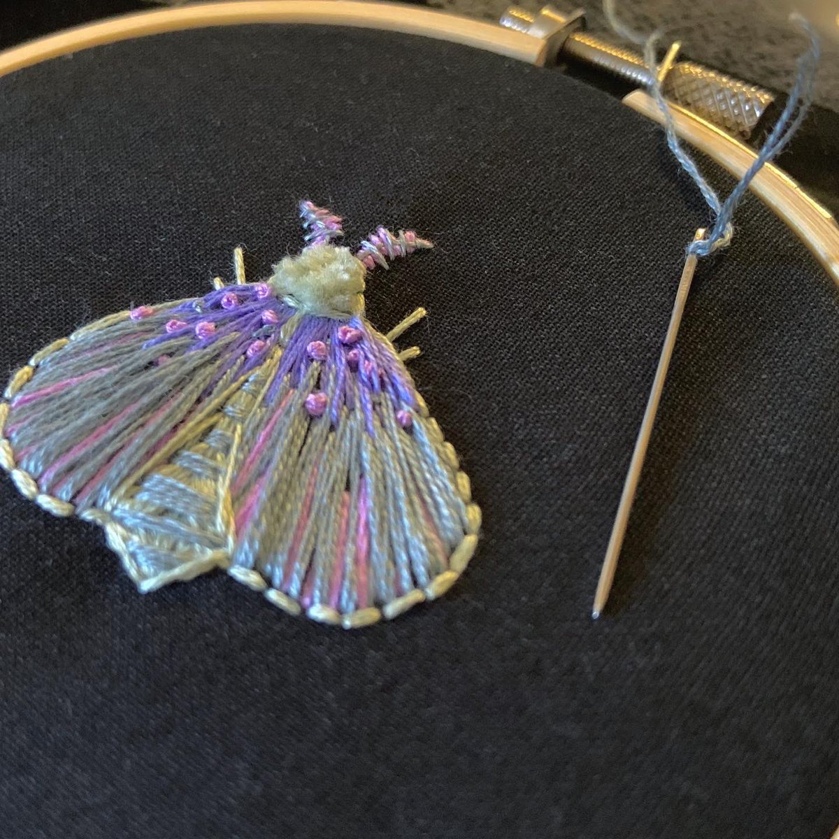 just a smol pastel moth #embroidery #mothembroidery