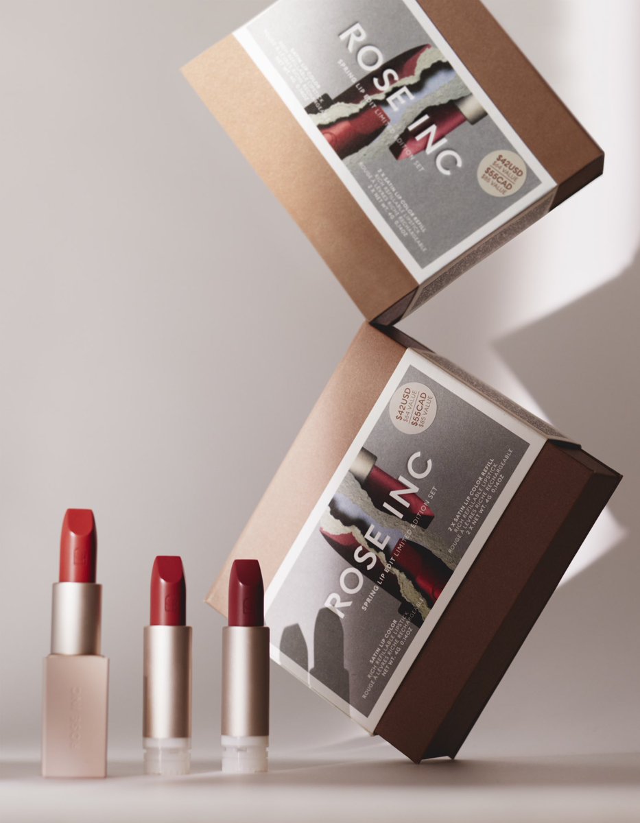 roseincofficial's tweet photo. Three lipstick shades to match the season’s mood with value you can feel good about.​

Discover the limited-edition Spring Lip Edit, a $67 value for only $42, at https://t.co/C9MzhHYRrY and @Sephora. 

Set includes one case and three lipstick refills.
#RoseInc #RoseIncLip https://t.co/b9bptiPBlt