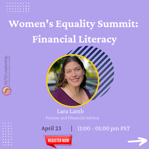 5050Leadership's tweet photo. Join Panelist Lara Lamb, Partner and Financial Advisor at Abacus Wealth Partners, on April 23, 2022, as she shares her journey and insights into Financial Literacy!

Date: April 23, 2022
Time: 11:00am - 1:00pm PST

Register Today! https://t.co/XRPD4ZvelQ

#5050leadership https://t.co/wUBSjHesA6