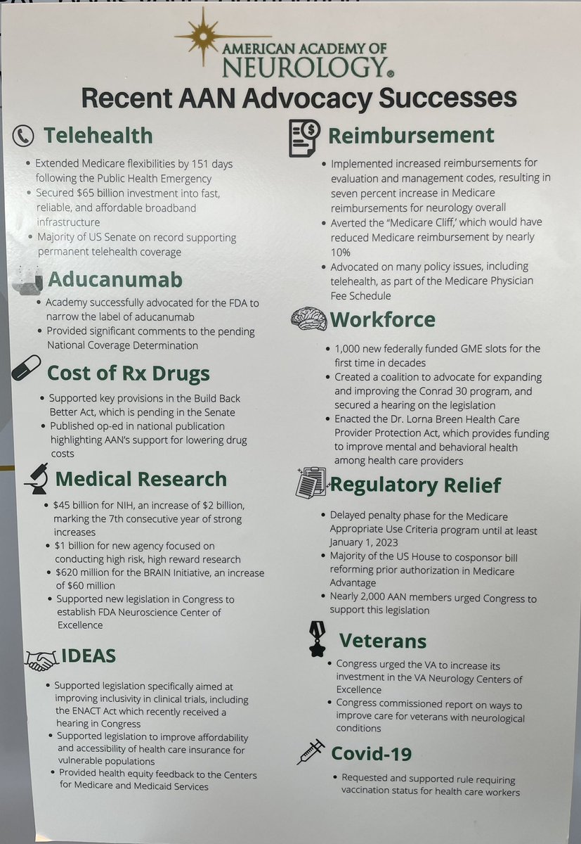 WesReynoldsMD's tweet photo. I am so proud of @AANMember ‘s advocacy successes! Come by the BrainPAC booth at the #AANAM to learn more about the BrainPAC and how the AAN health policy team are working hard for #neurology https://t.co/DQkg4SwTjZ