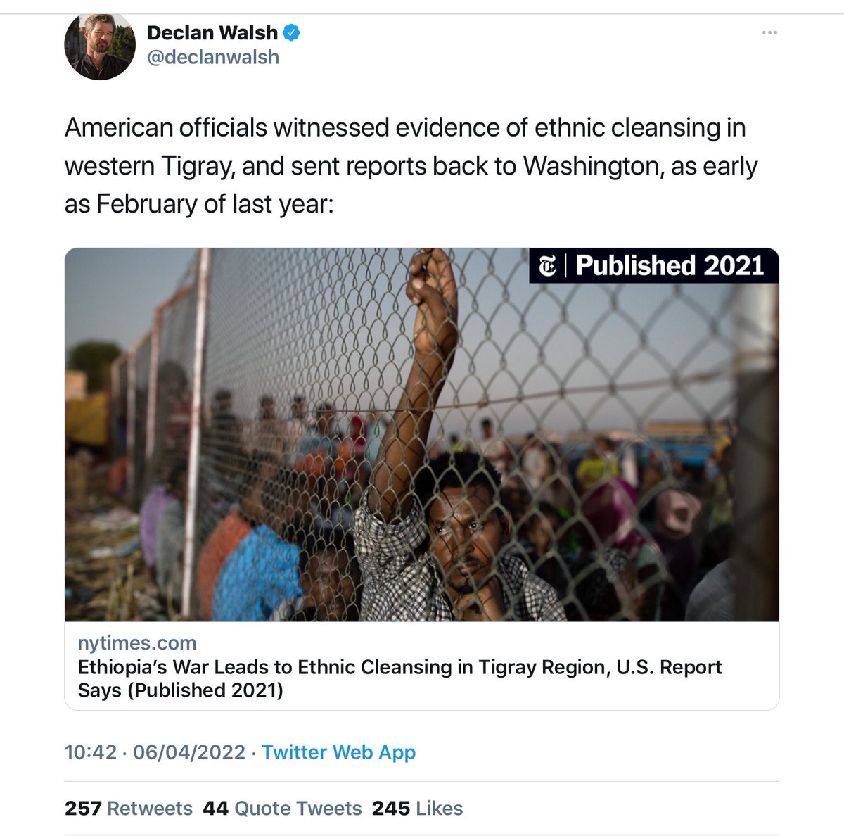 semeresp's tweet photo. From the outset 
—The American Auth. knew that ethnic cleansing has happened in western Tigray! 
—The American Auth. knew #Genocide has taken place on Tigrayans. 

But for policy interest Mr.Blinken kept it in his shelf. Tigrayans bleed in front of the world. #StopTheGenocide https://t.co/lce4KMOIeU