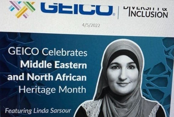 RabbiPoupko's tweet photo. Dear @GEICO,

I am sure this is an honest mistake.

Linda Sarsour is NOT a symbol for diversity &amp; inclusion.

Most #Jews &amp; #Muslims I know resent her vile antisemitism, unbridled bigotry &amp; hate for #SaudiArabia &amp; the UAE. 

She is a symbol of hate, not diversity. https://t.co/wkgNg1YSeE
