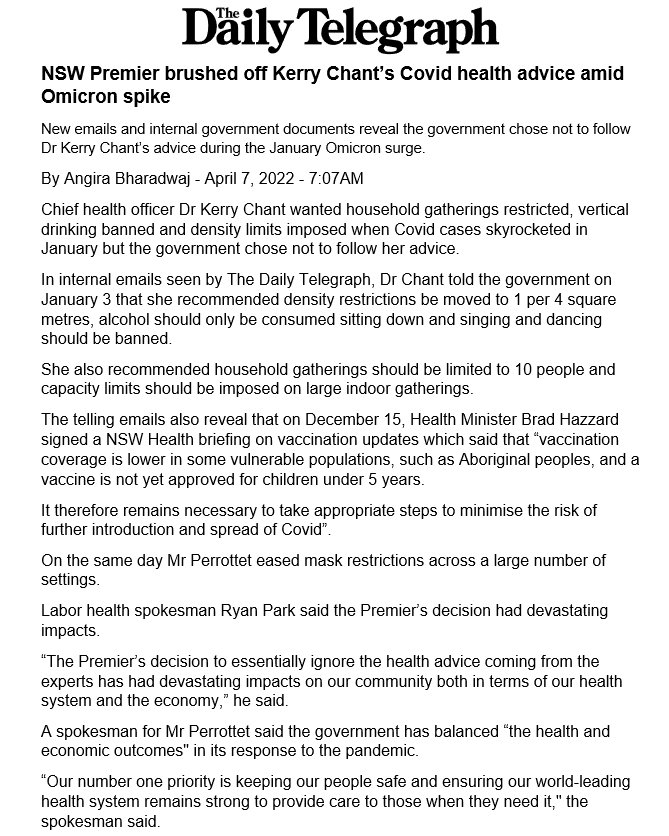 BigBadDenis's tweet photo. NSW Premier Dominic Perrottet brushed off Chief health officer Dr Kerry Chant’s COVID health advice amid Omicron spike

#COVID19nsw #auspol https://t.co/DhMM0bIrLf