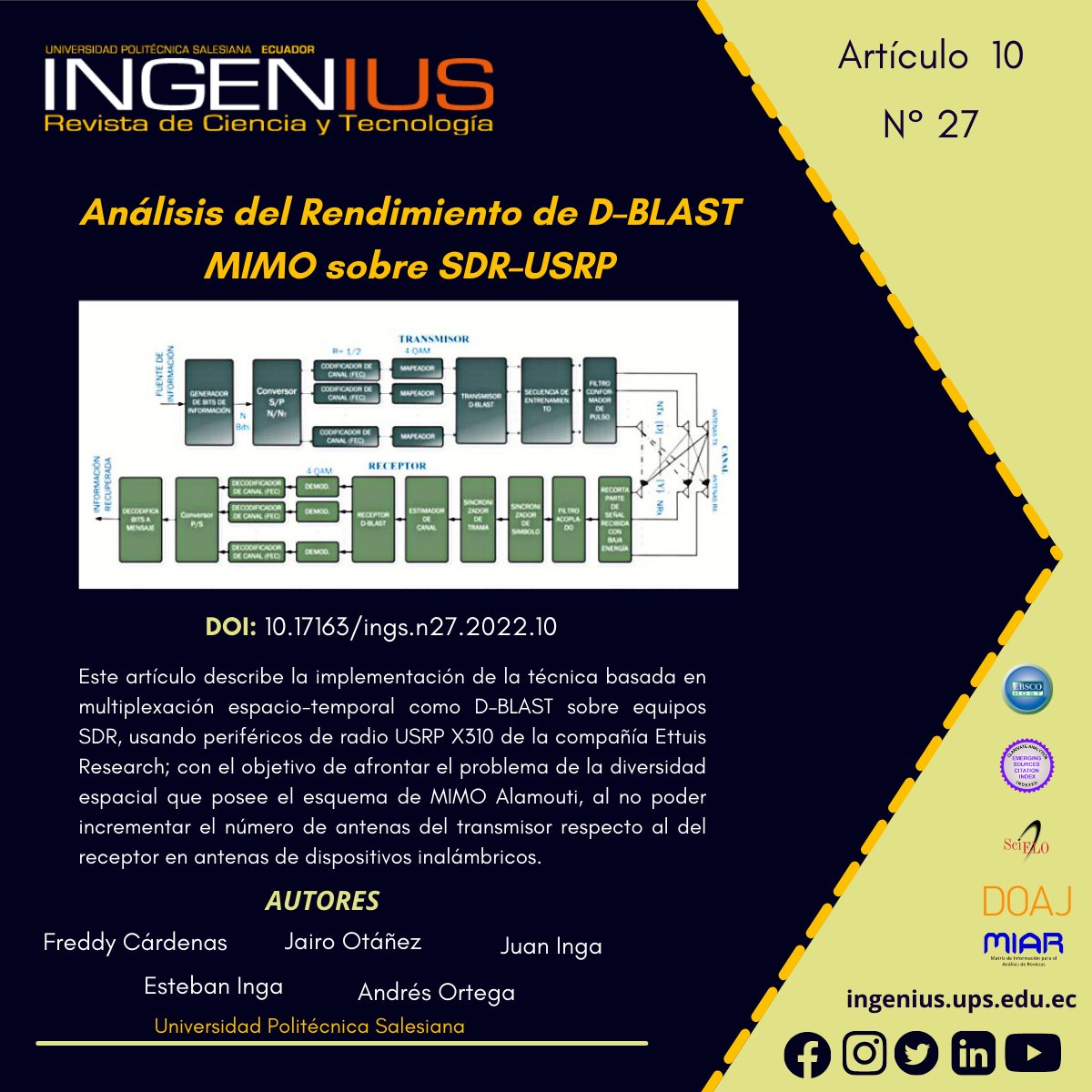 RevistaIngenius's tweet photo. 📑#Artículo10
🔍Revista de Ciencia y Tecnología INGENIUS te invita a revisar el artículo 10.
🌐Articulo completo en nuestro sitio web: https://t.co/3MvPFGttuc
Agradecemos a los investigadores de la 
@upsalesiana 
 #soyUPS #publicacionesUPS #revistaingenius #nuevonúmero https://t.co/4cSKE4mnX0