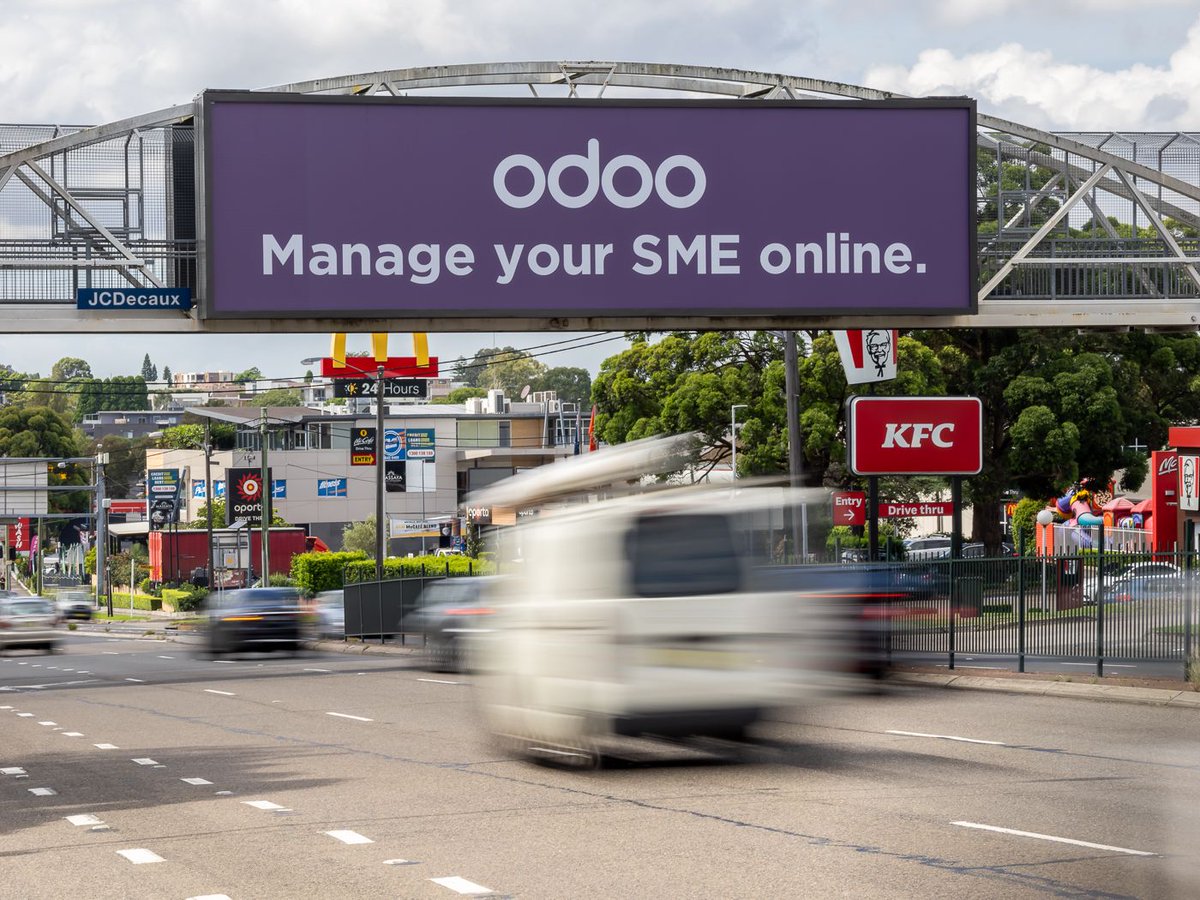 whichaddon's tweet photo. Odoo has billboards running across Sydney and Melbourne, have you seen them? 

We recently moved the WAO group and team to #Odoo as well. We were able to replace 6 essential systems with Odoo. https://t.co/3q5GWaT0tR

Photo credit: Adholics Media Buying &amp; Planning Agency https://t.co/tW1mwzB1n7