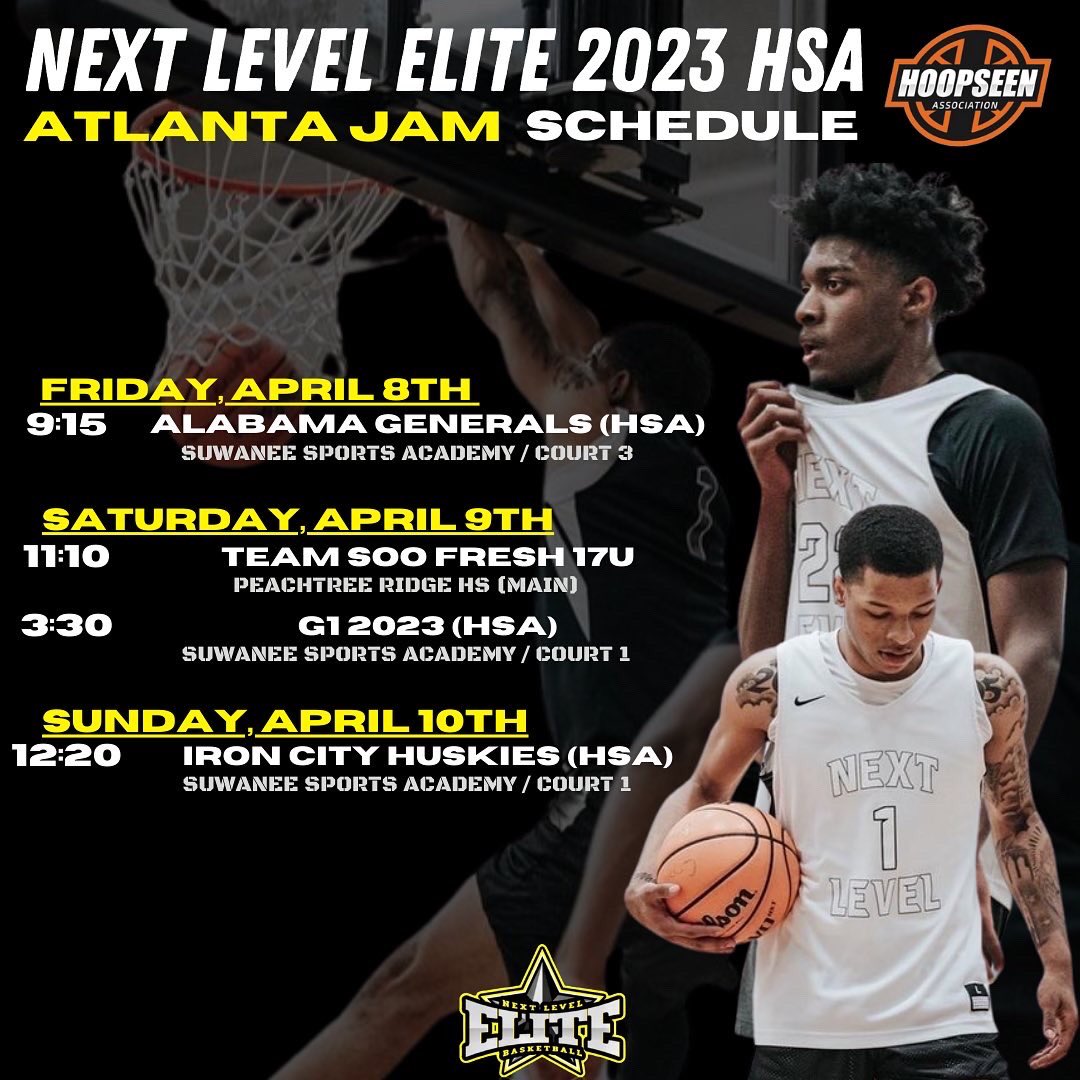 NextLevelElite_'s tweet photo. #NextLevelElite🌟 Atlanta Jam Schedules🏀 // @hoopseen @HoopSeenSC #RecruitSC🌴 https://t.co/SwfzV8R8X6