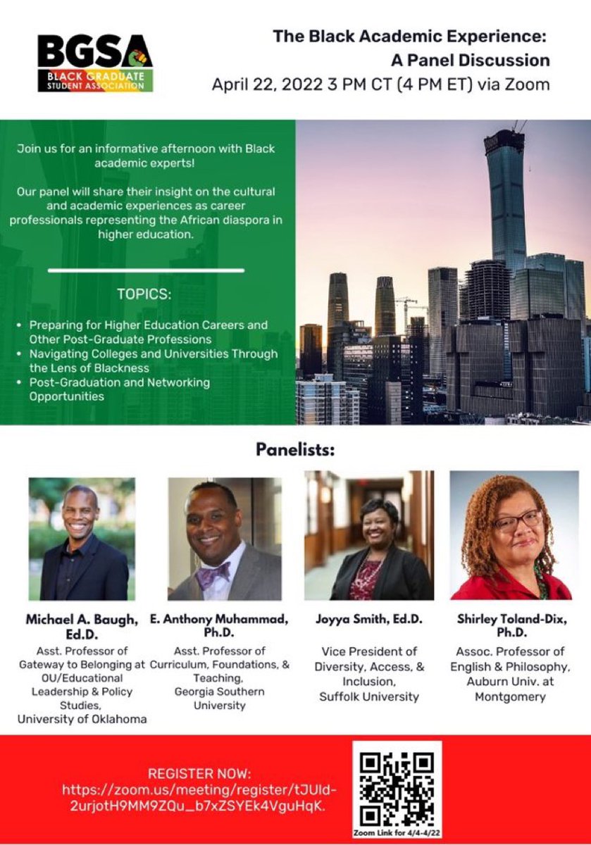 Join us on April 22nd, 2022 at 3PM CT (4PM ET) for an informative afternoon with Black Academic experts. 

Our panel will share their insight on the cultural &amp; academic experiences as career professionals representing the African diaspora in Higher Education!