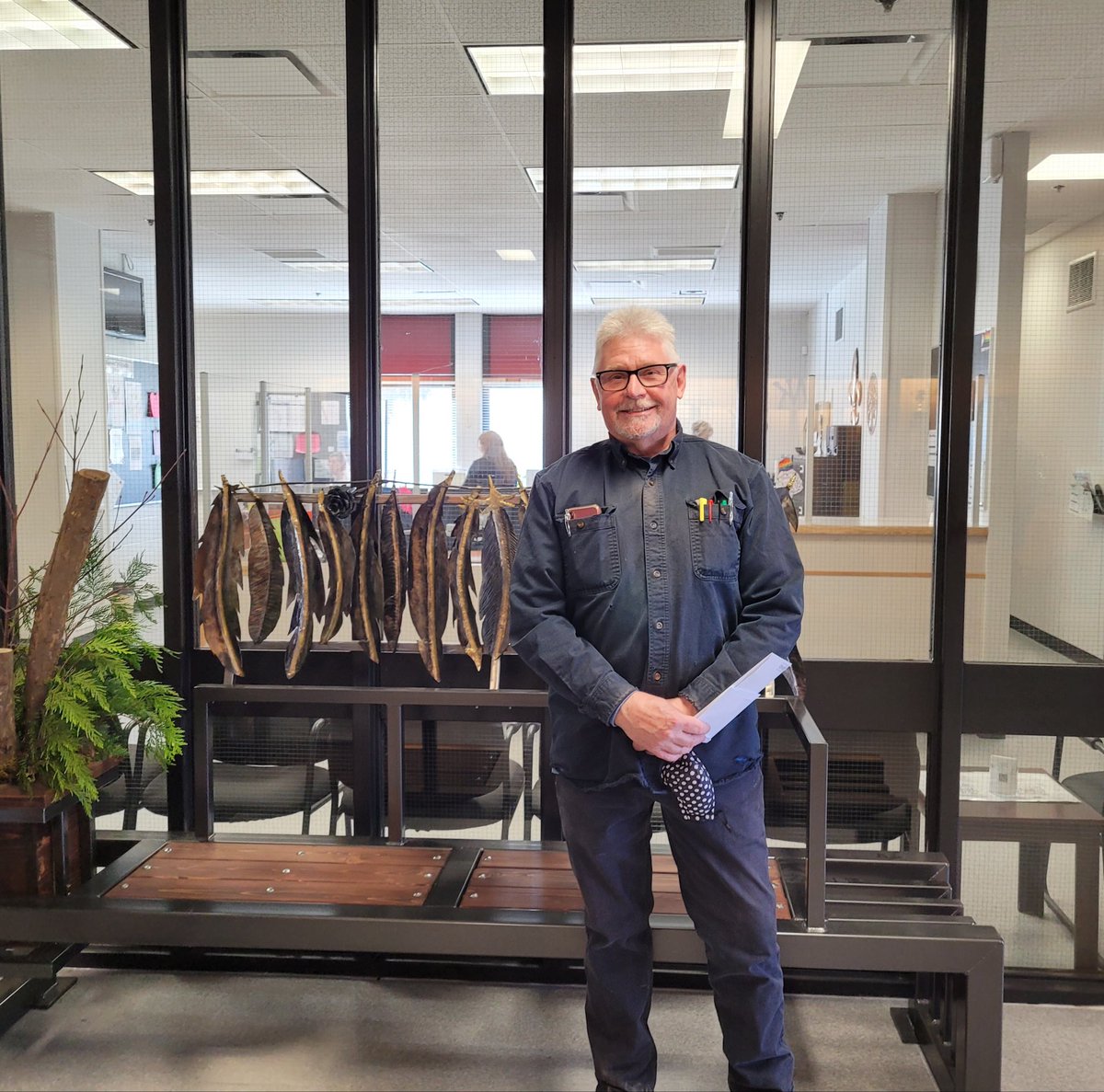 BaldevPooni's tweet photo. Jim McCarthy TRU welding instructor  recognized for a project of art, welding and indigenous connection. The bench for indigenous garden at Norkam HS, Kamloops BC is for people to sit and share stories and knowledge. This idea is Jim’s contribution to reconciliation. https://t.co/PNkuEcxdw8