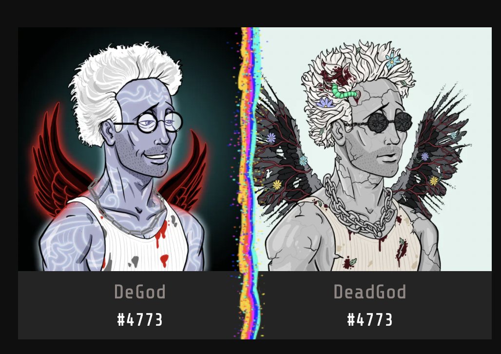SolVisitors's tweet photo. OMG @frankdegods @delilahdegods @SCUMSOL @sircandyapple it is EVEN MORE EPICLY BEAUTIFUL than I had imagined.

YESSSSSSSS https://t.co/wVurV0co0k

@DeGodsNFT @DeGodsCommunity #DeadGodsWeek #DeadGods https://t.co/N6EgBV3n7h