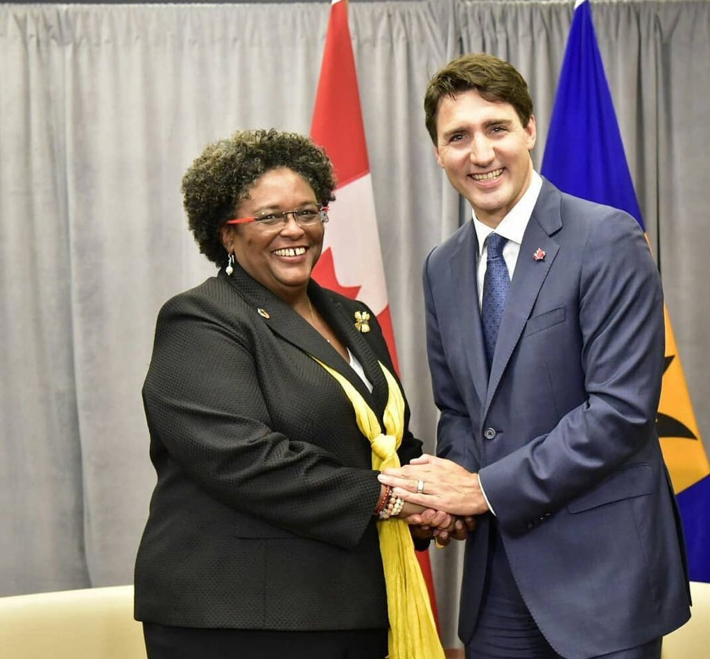KevzPolitics's tweet photo. #NEW: UN Sec General António Gutteres names Barbados PM Mia Amor Mottley &amp; Canada PM Justin Trudeau as co-chairs of UN Sustainable Development Goals Advocates group; 17 goals make up SDG 2030 blueprint incl. poverty alleviation, inequality reduction &amp; climate action (File photo) https://t.co/PXufKbV6tj