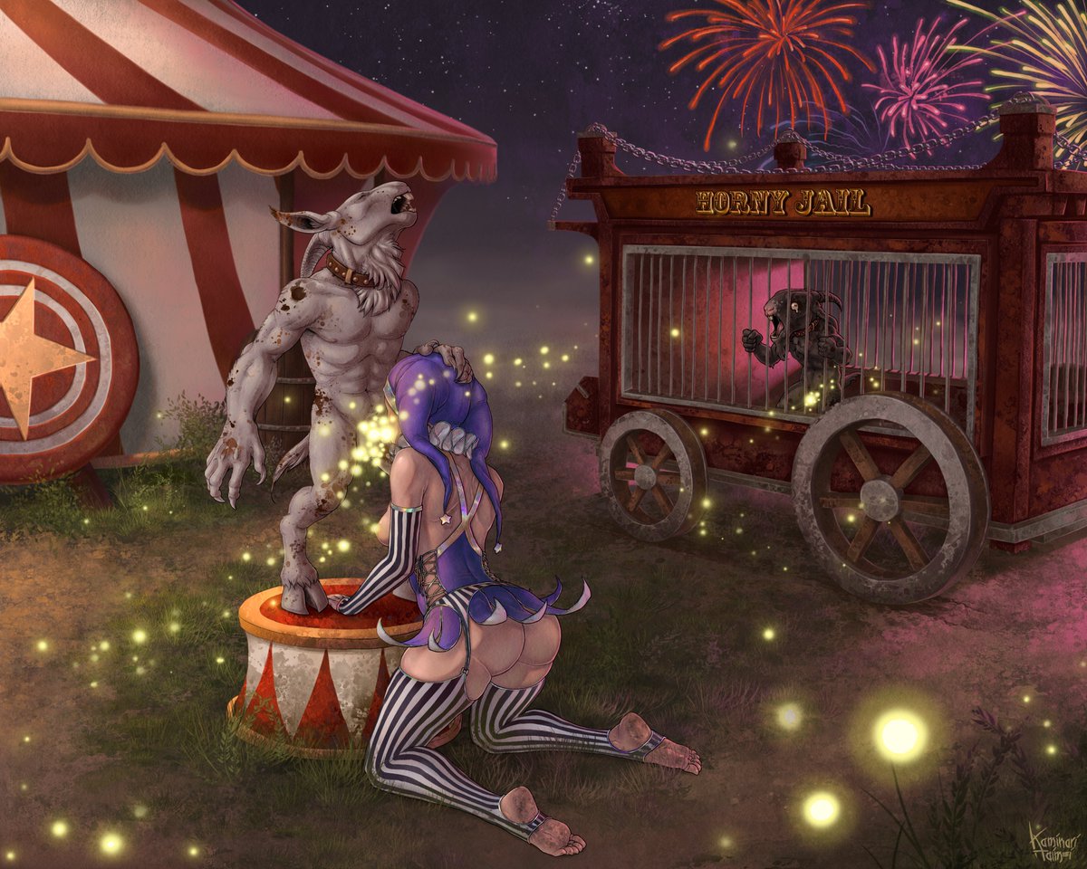 KaminariTaimei's tweet photo. 🔞 Horny Jail
#circus #NSFW #art #darkfantasy #HornyJail #realisticpaintstudio #goat #goatfolk #goatpeople #originalcharacter #artistsontwitter #harlequin #NSFWArtistClub #NSFWArt https://t.co/2J3UstL1XM
